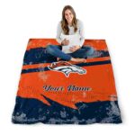 personalized denver broncos grunge streaks orange blanket best selling