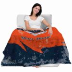 personalized denver broncos grunge streaks orange blanket best selling