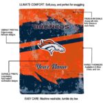 personalized denver broncos grunge streaks orange blanket best selling