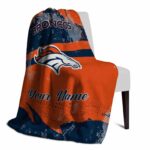 personalized denver broncos grunge streaks orange blanket best selling