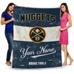 personalized denver nuggets grunge texture blue white blanket best selling