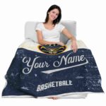 personalized denver nuggets grunge texture blue white blanket best selling