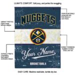 personalized denver nuggets grunge texture blue white blanket best selling