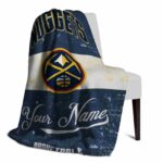 personalized denver nuggets grunge texture blue white blanket best selling
