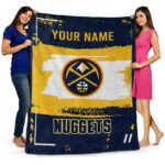 personalized denver nuggets paint strokes blue white blanket best selling