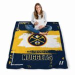personalized denver nuggets paint strokes blue white blanket best selling