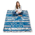 personalized detroit lions floral stripes blue white blanket best selling