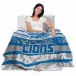 personalized detroit lions floral stripes blue white blanket best selling