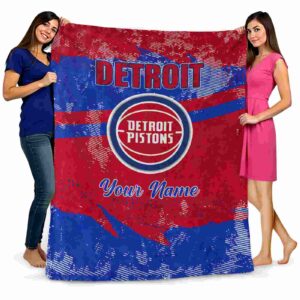personalized detroit pistons grunge streaks red blanket fashion forward