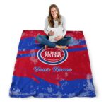 personalized detroit pistons grunge streaks red blanket best selling