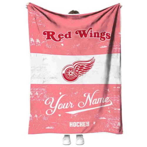 personalized detroit red wings grunge texture red white blanket best selling