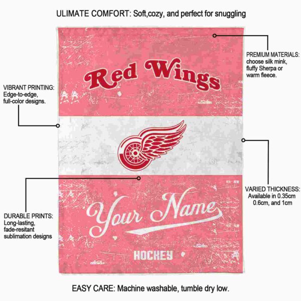 personalized detroit red wings grunge texture red white blanket new arrival