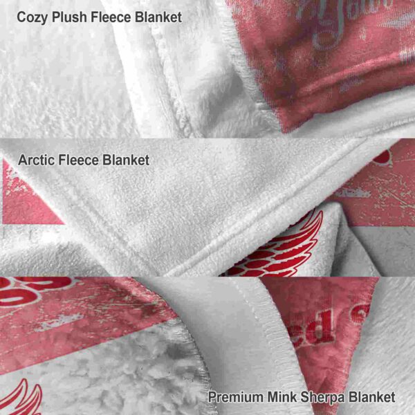 personalized detroit red wings grunge texture red white blanket premium grade