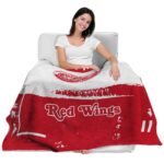 personalized detroit red wings paint strokes red white blanket latest model