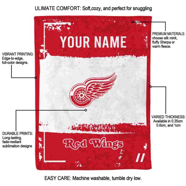personalized detroit red wings paint strokes red white blanket new arrival