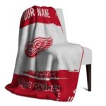 personalized detroit red wings paint strokes red white blanket top rated