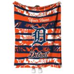 personalized detroit tigers floral stripes navy white blanket best selling