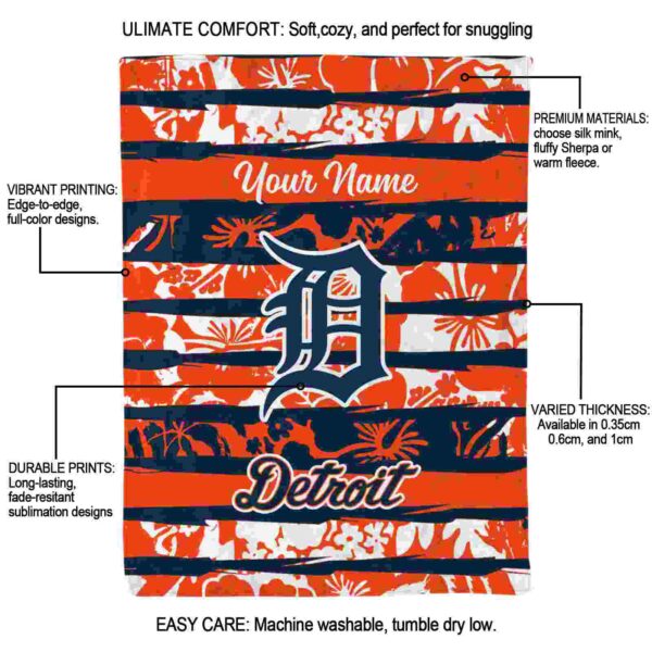 personalized detroit tigers floral stripes navy white blanket new arrival