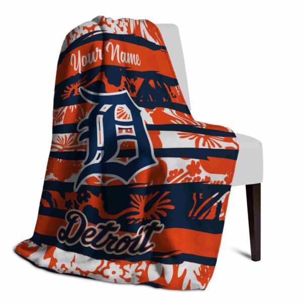 personalized detroit tigers floral stripes navy white blanket top rated