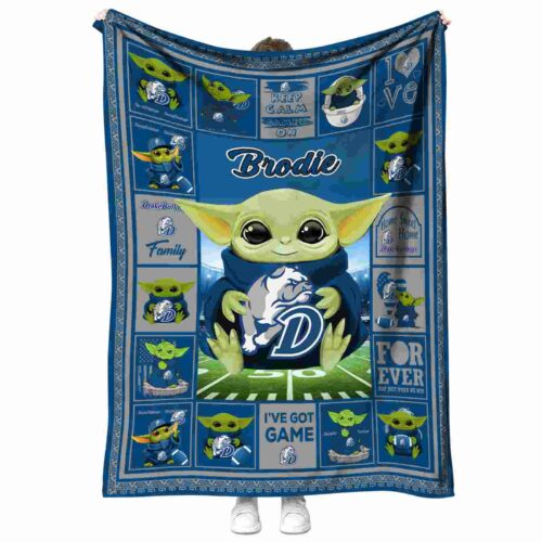 personalized drake bulldogs baby yoda blue blanket best selling