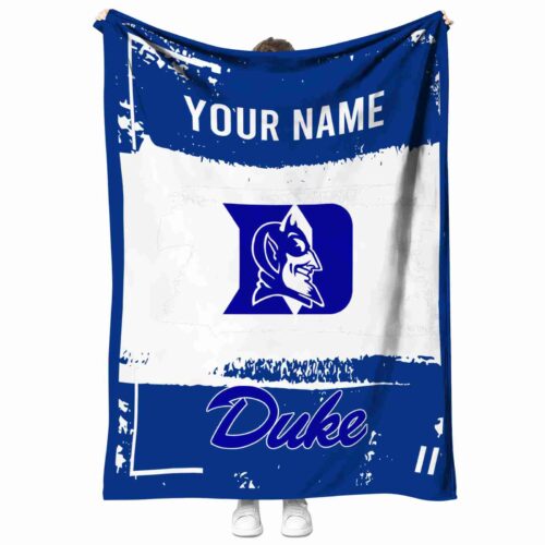 personalized duke blue devils paint strokes blue white blanket best selling