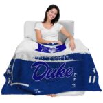 personalized duke blue devils paint strokes blue white blanket latest model