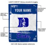 personalized duke blue devils paint strokes blue white blanket new arrival