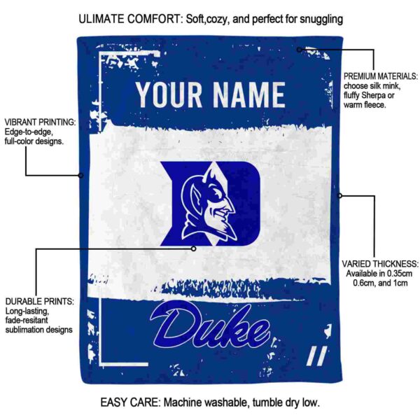 personalized duke blue devils paint strokes blue white blanket new arrival