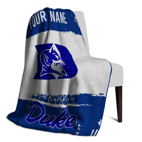 personalized duke blue devils paint strokes blue white blanket top rated