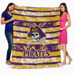 personalized east carolina pirates floral stripes purple white blanket best selling