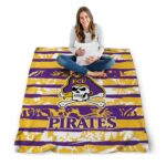 personalized east carolina pirates floral stripes purple white blanket best selling