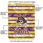 personalized east carolina pirates floral stripes purple white blanket best selling