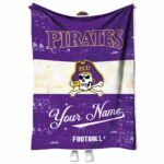 personalized east carolina pirates grunge texture purple white blanket best selling