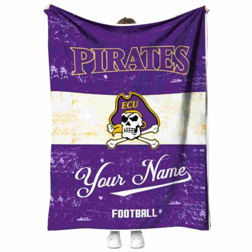 personalized east carolina pirates grunge texture purple white blanket best selling