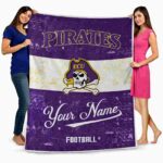 personalized east carolina pirates grunge texture purple white blanket best selling