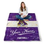 personalized east carolina pirates grunge texture purple white blanket best selling