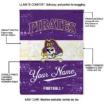 personalized east carolina pirates grunge texture purple white blanket best selling