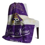 personalized east carolina pirates grunge texture purple white blanket best selling
