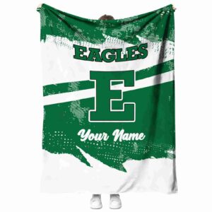personalized eastern michigan eagles grunge streaks green blanket best selling