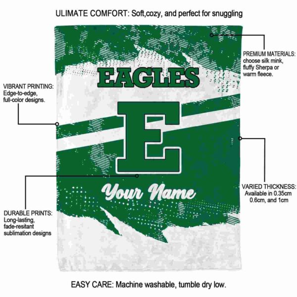 personalized eastern michigan eagles grunge streaks green blanket new arrival