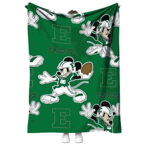 personalized eastern michigan eagles mickey green blanket best selling