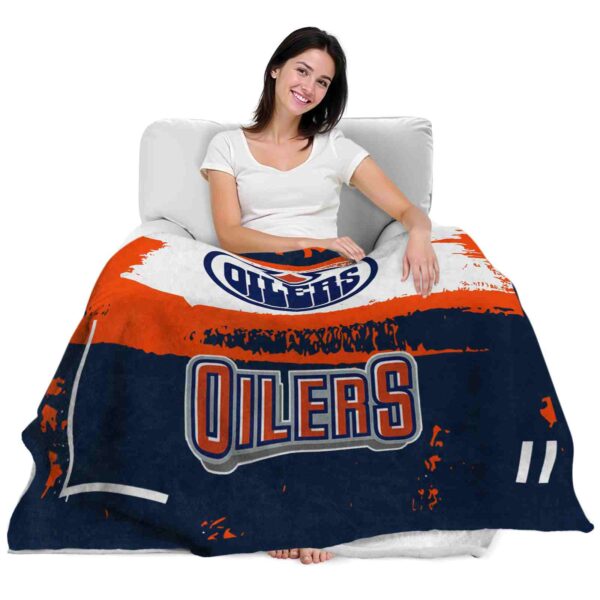 personalized edmonton oilers paint strokes blue white blanket latest model