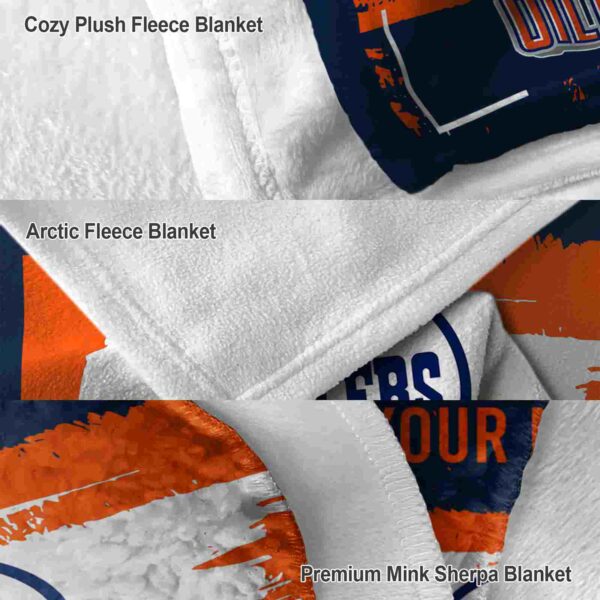 personalized edmonton oilers paint strokes blue white blanket premium grade
