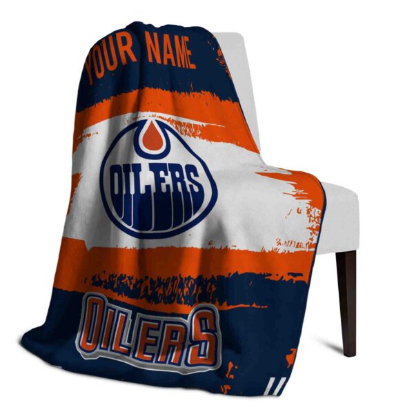 personalized edmonton oilers paint strokes blue white blanket top rated