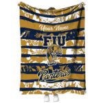 personalized fiu panthers floral stripes blue white blanket best selling