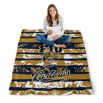 personalized fiu panthers floral stripes blue white blanket high quality