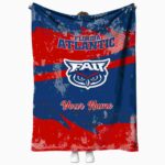 personalized florida atlantic owls grunge streaks blue blanket best selling