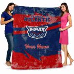 personalized florida atlantic owls grunge streaks blue blanket best selling