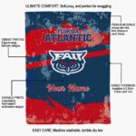 personalized florida atlantic owls grunge streaks blue blanket best selling