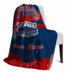 personalized florida atlantic owls grunge streaks blue blanket best selling